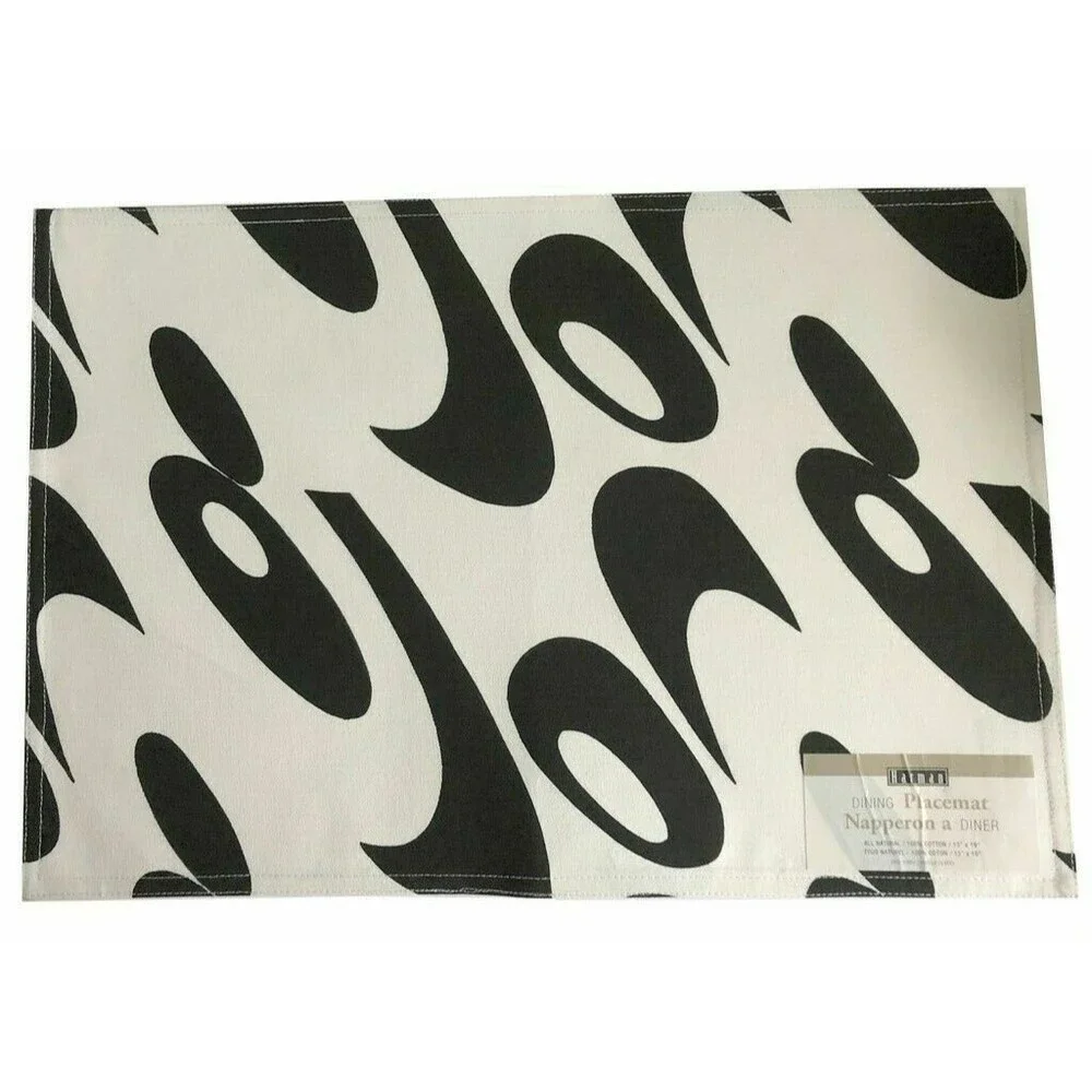 Harman Fabric Black White Placemats Chelsea 100% Cotton 19x13